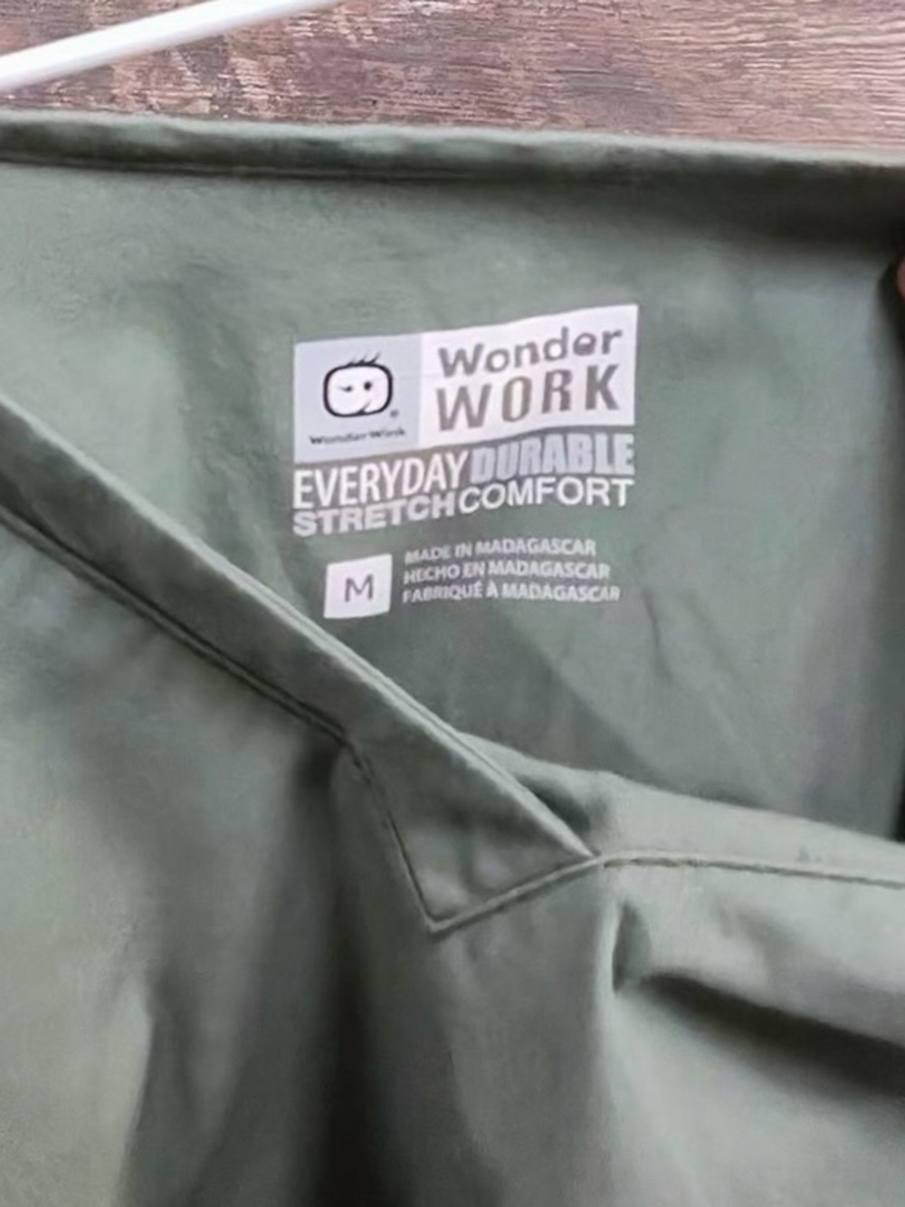 WonderWink Olive Green V-Neck Scrub Top - Picture 3 of 11